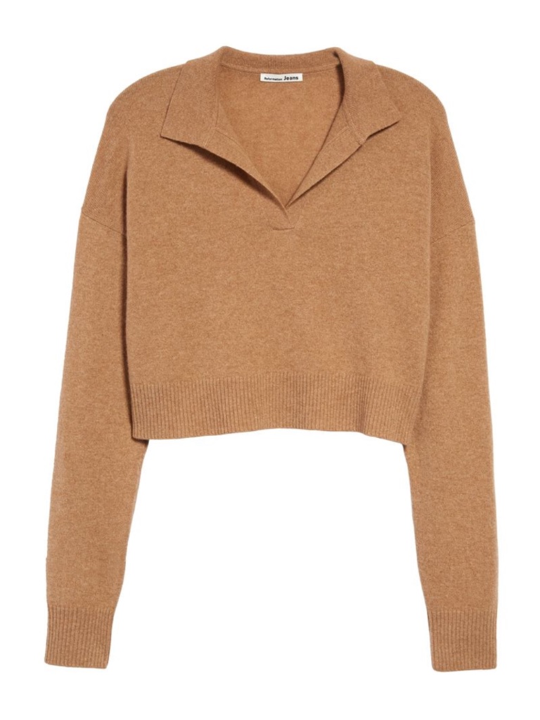 New Reformation Cashmere Polo Sweater Camel Xl
